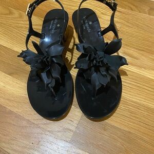 Kate Spade Black Sandals with Floral Design